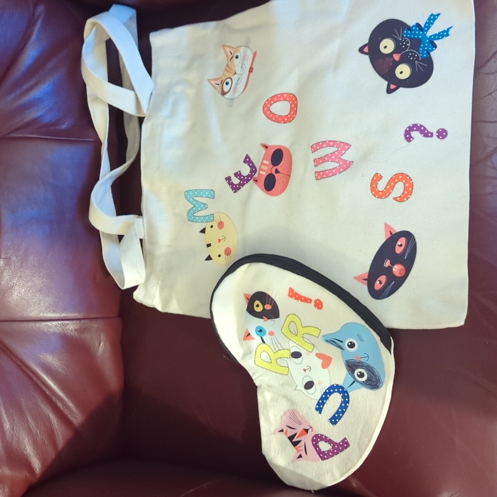 NWT 😺😍 SILLY CATS 😍😺Cotton TOTE/ZIP POUCH Bundle 🌿🕊️ PEACE GARDEN DESIGNS
